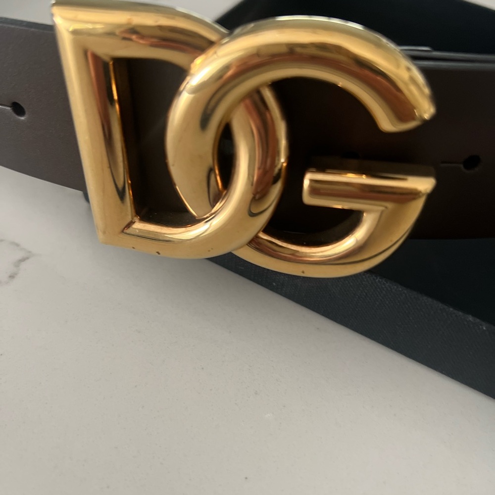 Dolce&Gabbana DG Logo Brown Leather Belt - Picture 2 of 15